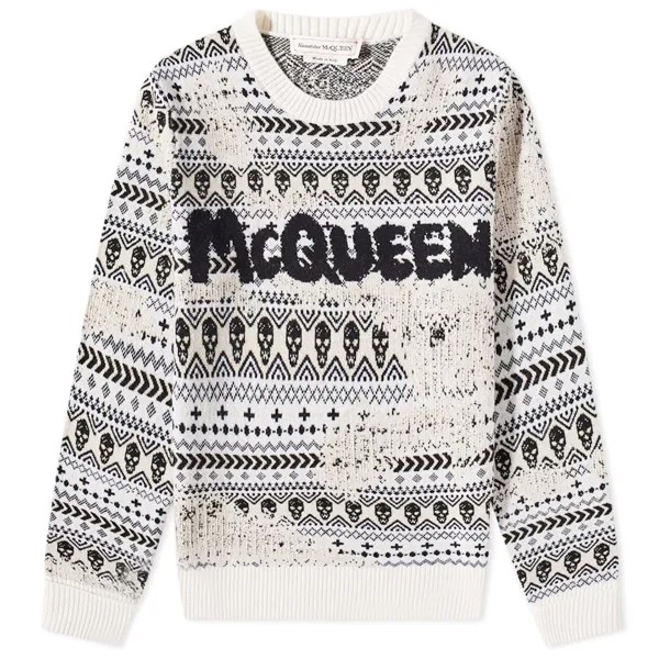 Толстовка Alexander McQueen Grafitti Logo Fairisle Crew Sweat