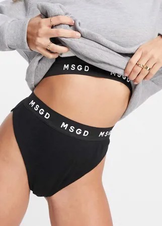 Черные трусы в рубчик с высокой посадкой от комплекта Missguided-Черный