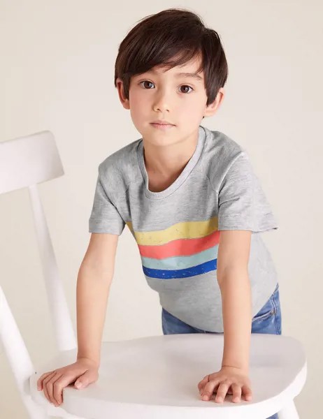 Комплект хлопковых футболок с цветными вставками (3 шт)