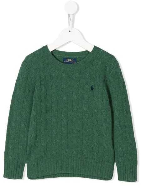 Ralph Lauren Kids свитер вязки с косичками с логотипом