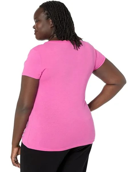 Рубашка U.S. POLO ASSN. V-Neck Stripe Foil Graphic Tee Shirt, цвет Pink Pizazz