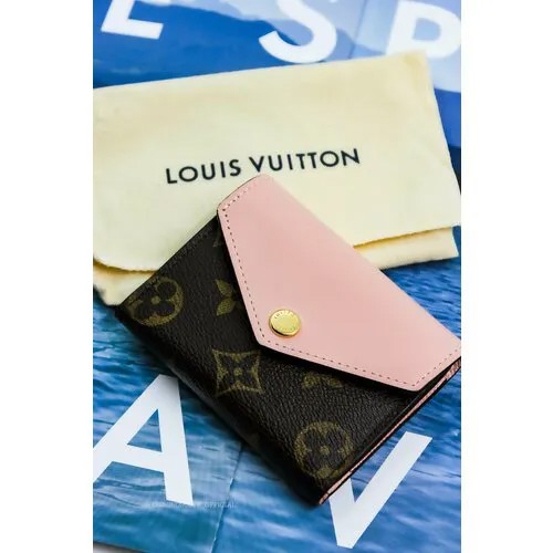 Кошелек Louis Vuitton, натуральная кожа, розовый, коричневый