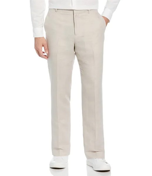 Льняной костюм Perry Ellis с плоским передом и отдельными брюками, бежевый
