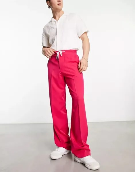 Элегантные розовые широкие брюки на кулиске ASOS