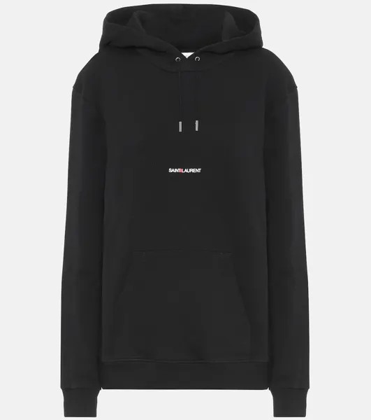Худи из хлопкового джерси с логотипом SAINT LAURENT, черный