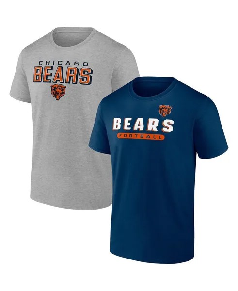 Комбинированный набор мужской фирменной темно-синей и меланжевой серой футболки chicago bears parent Fanatics, мульти