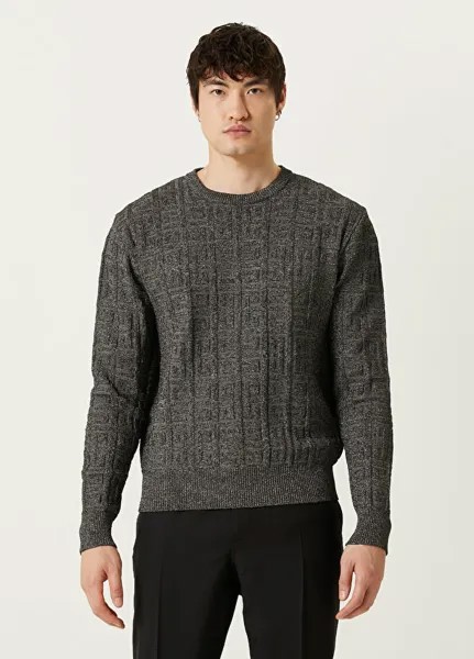 Жаккардовый свитер антрацитового цвета с логотипом Givenchy