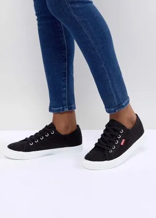 Черные парусиновые кеды с красными бирками Levi's-Черный цвет