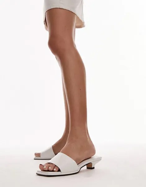 Белые мюли на каблуке-китенке Topshop Iliana
