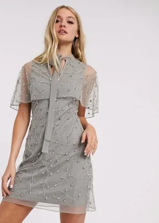 Платье-кейп с декоративной отделкой Frock & Frill-Серый