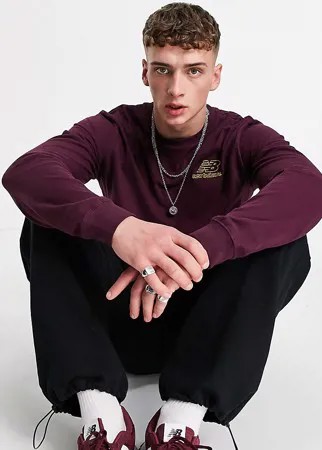 Бордовый лонгслив с логотипом New Balance – эксклюзивно для ASOS-Красный