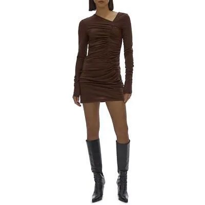 Helmut Lang Женское коричневое повседневное короткое асимметричное мини-платье S BHFO 4001