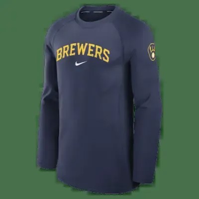 Лонгслив Nike Milwaukee Brewers Authentic Collection Game Time, темно-синий