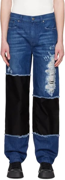Сине-черные рваные джинсы JW Anderson