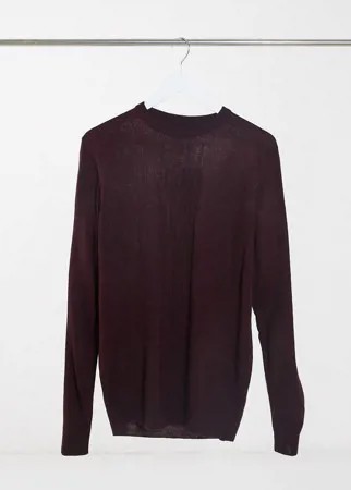 Вязаный мягкий джемпер бордового цвета с узором «косы» Threadbare-Красный