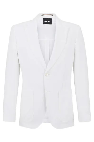 Пиджак приталенного кроя с заостренными лацканами Hugo Boss Linen, белый
