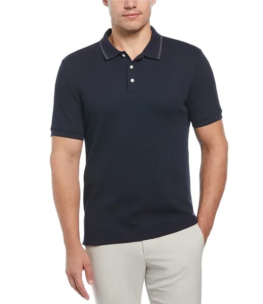 Текстурированная рубашка-поло с короткими рукавами Perry Ellis, синий