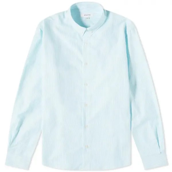 Рубашка в полоску Sporty & Rich Crown Logo Button Down Unisex, зелено-голубой/белый