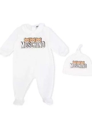 Moschino Kids комплект из комбинезона и шапки с логотипом