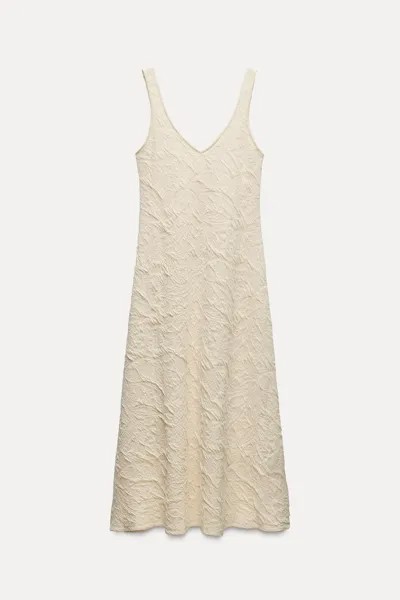 Платье Zara Flowing Jacquard, кремовый