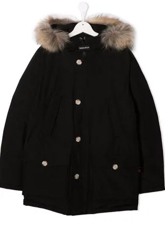 Woolrich Kids парка с капюшоном и меховой оторочкой