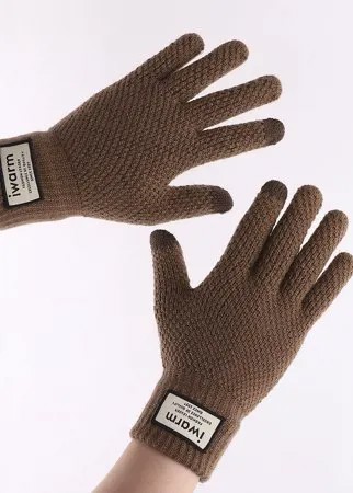 Мужские перчатки с текстовой заплатой