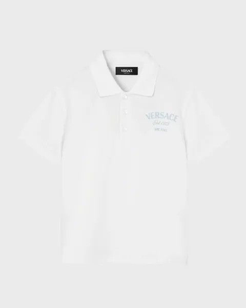 Рубашка-поло для мальчика с логотипом Versace, цвет White/Multicolor