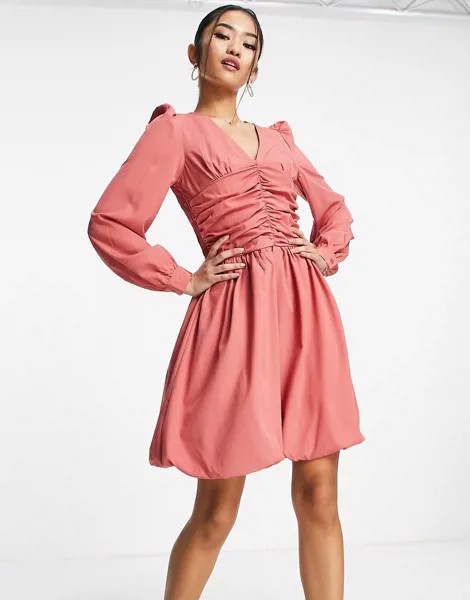 Розовое платье мини со сборками на талии Outrageous Fortune-Розовый цвет