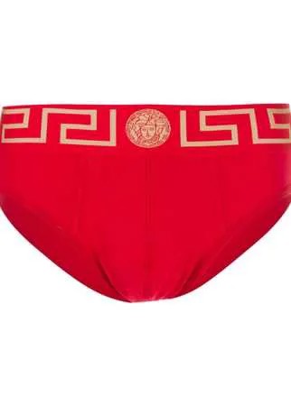 Versace трусы-брифы с узором Greek Key и декором Medusa