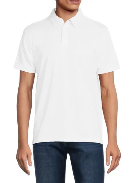 Вязаная рубашка-поло с короткими рукавами Saks Fifth Avenue, белый