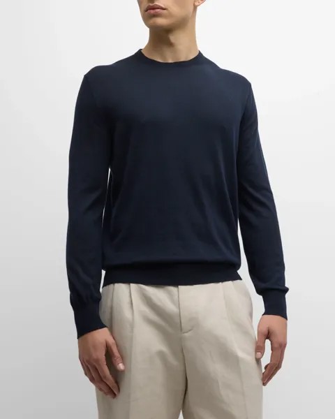 Мужской легкий свитер с круглым вырезом Girocollo Cash Loro Piana, цвет Blue Navy