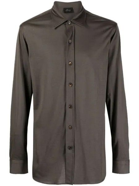 Brioni рубашка с длинными рукавами, зеленый