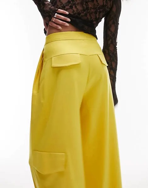 Кислотно-желтые брюки в практичном стиле Topshop Tailored
