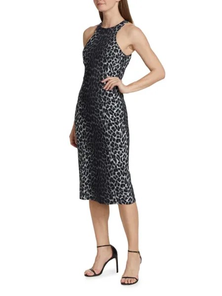 Платье-футляр с принтом гепарда Michael Kors Collection, цвет Graphite Multi