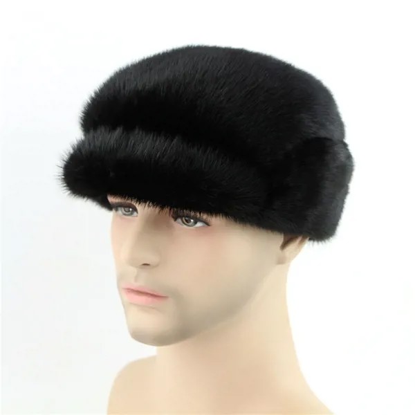 2020 новая зимняя модная мужская шапка из натурального цельного меха норки для сохранения тепла однотонная Высококачественная шапка ручной работы Lei Feng
