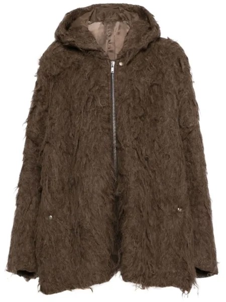 Rick Owens пальто Jumbo с капюшоном, коричневый