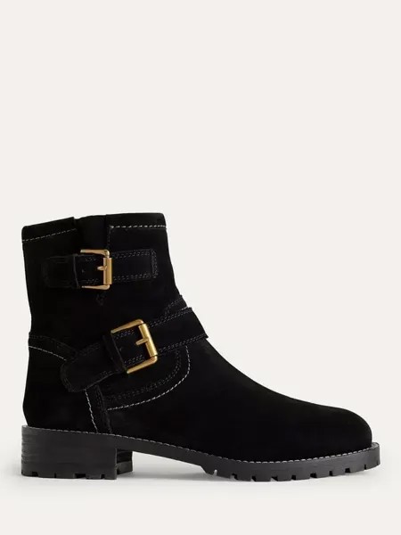 Ботильоны Boden Suede Buckled Biker, черный