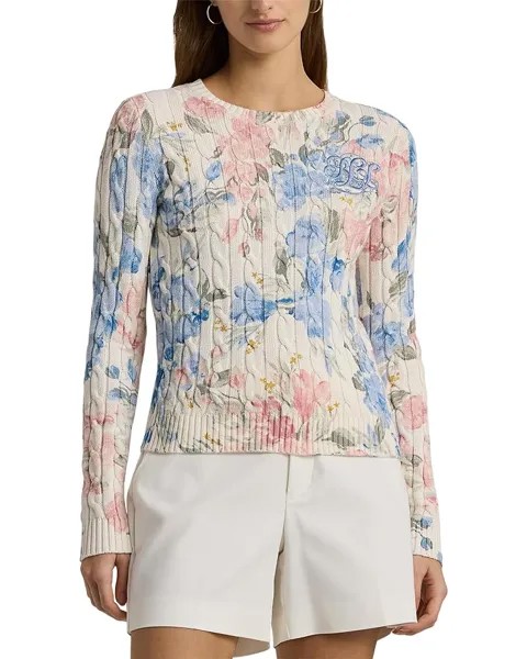 Свитер LAUREN Ralph Lauren Floral Cable-Knit Cotton, цвет Cream Multi