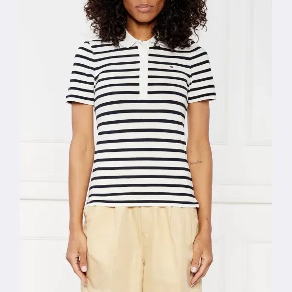 Polo 1985 узкого кроя с полосками досада Tommy Hilfiger, белый