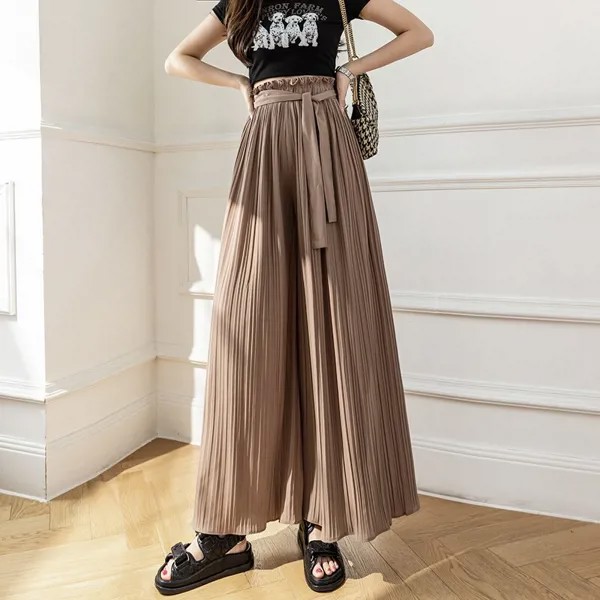 Новинка лета 2022, свободные шифоновые брюки с широкими штанинами, облегающие прямые юбки-трубы с завышенной талией, модель 12I, 602-3
