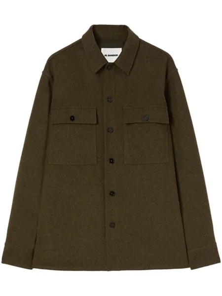 Jil Sander фланелевая рубашка с приспущенными плечами, коричневый