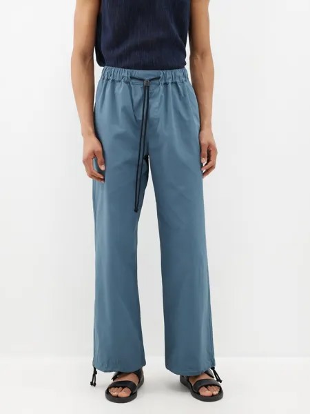 Хлопковые брюки с завязками на шнурке Commas, синий