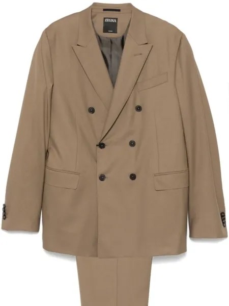 Zegna костюм с двубортным пиджаком, нейтральный цвет