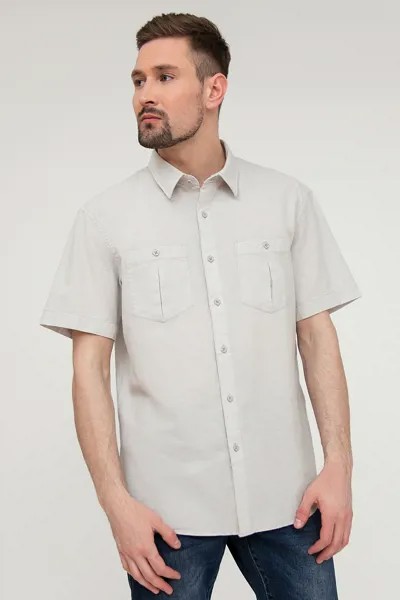 Рубашка мужская Finn Flare S20-21009 серебристая 5XL