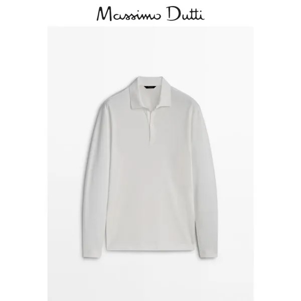 Лонгслив-поло Massimo Dutti Special, кремовый