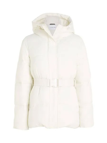 Стеганая куртка с коротким пуховиком и поясом с логотипом Calvin Klein, белый