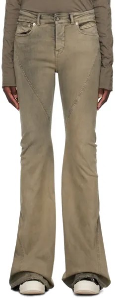 Белые джинсы Rick Owens DRKSHDW Off-White с диагональной отделкой