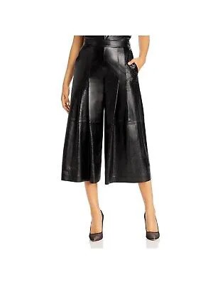 LAFAYETTE 148 Женские черные плиссированные кожаные вечерние брюки-кюлоты с карманами 4