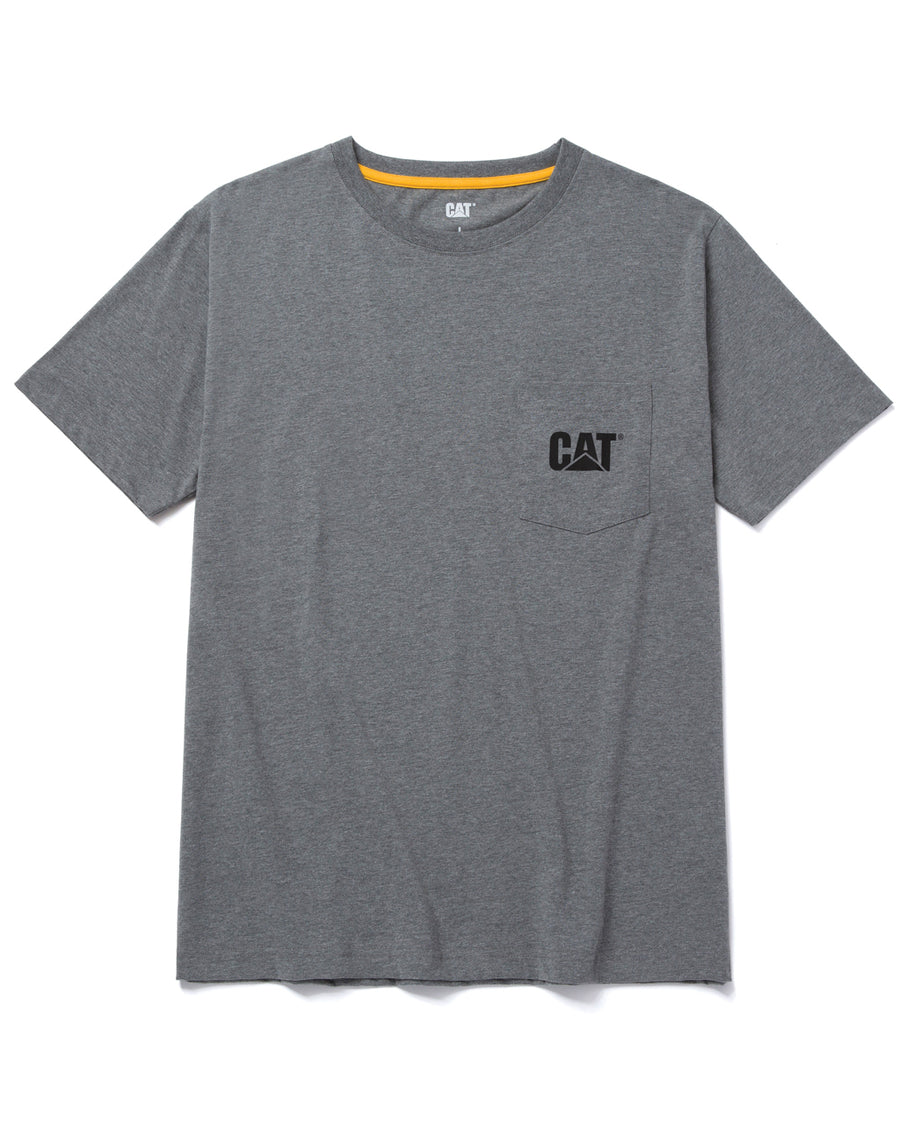 Мужская футболка с логотипом и карманом CAT, серый