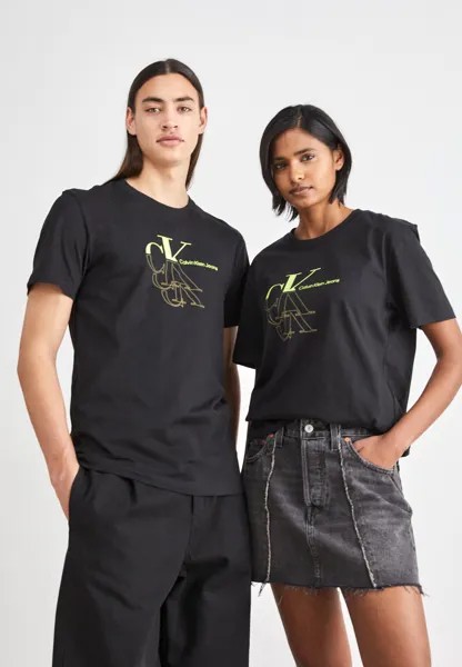 Футболка с принтом MONOGRAM ECHO GRAPHIC TEE UNISEX Calvin Klein Jeans, цвет black